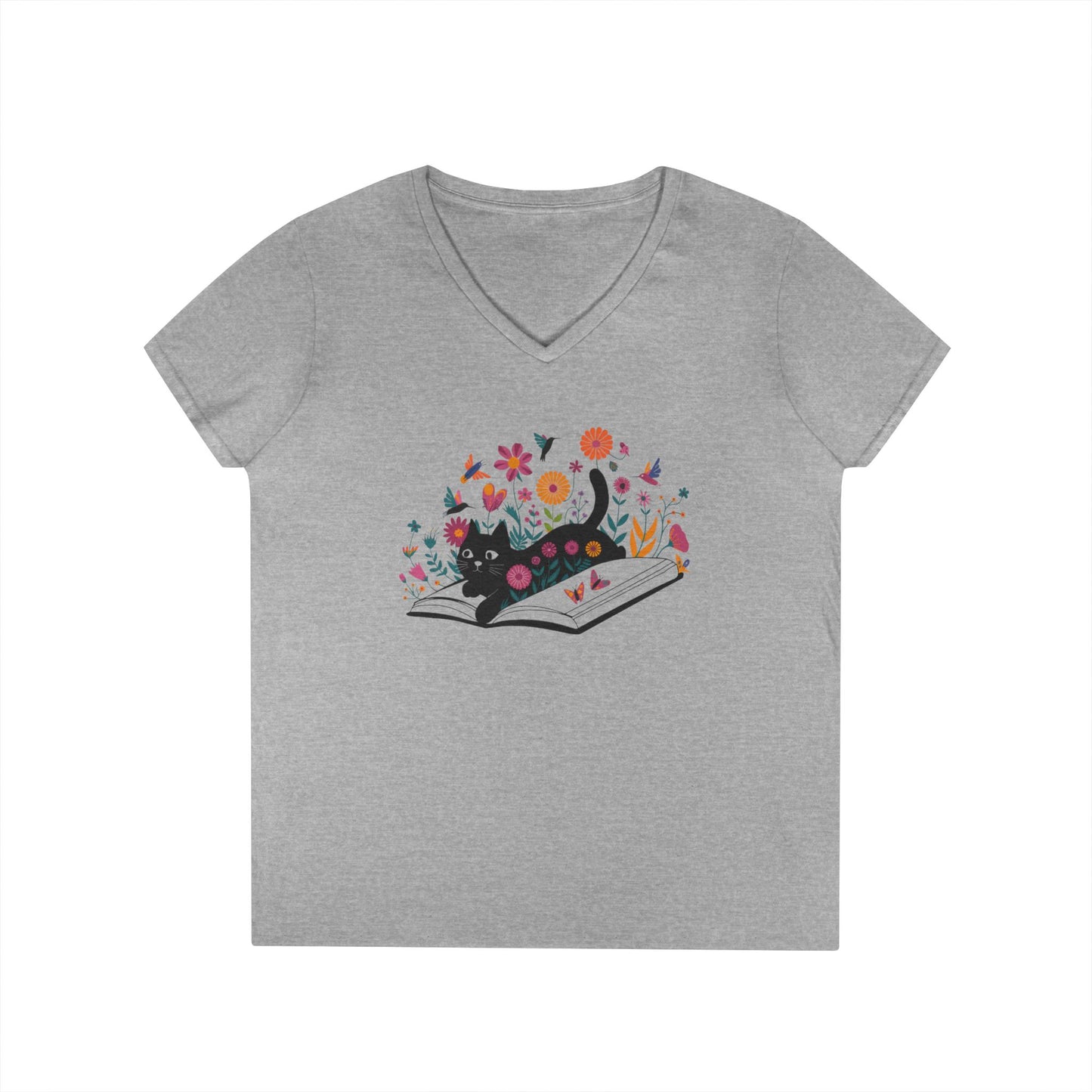 Floral Cat Shirt, Cat Lover T-shirt, Cat Book Shirt, Cat Lover Gift, Gift for Her, Cat Mom Shirt Gift, Cute Cat Shirts, Cute Book Cat Tshirt