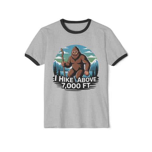 Hiking T-Shirt — 'I Hike Above 7,000 FT' Bigfoot Mountain Hiker Tee