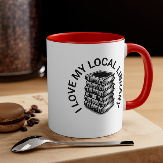 I Love My Local Library Accent Coffee Mug, 11oz