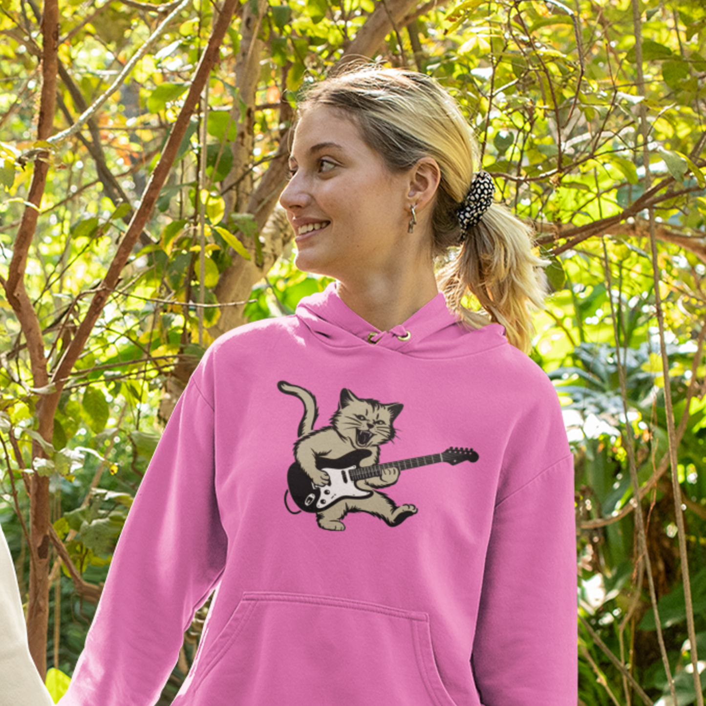 Rock Cat Playing Guitar Hoodie, Funny Guitar Cat Hoodie, Cat Lovers Gift for Her, Cat Mom Shirt, Cat Dad Shirt, Cool Cat Print, Cat Themed Gifts