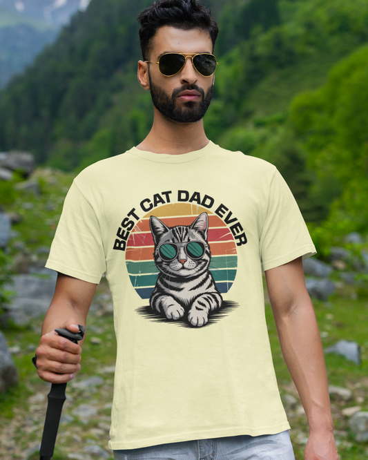 Best Cat Dad Ever Unisex Heavy Cotton Tee, Cat Lover Shirt, Gift for Cat Dads, Funny Cat Apparel, Cat Parent T-Shirt