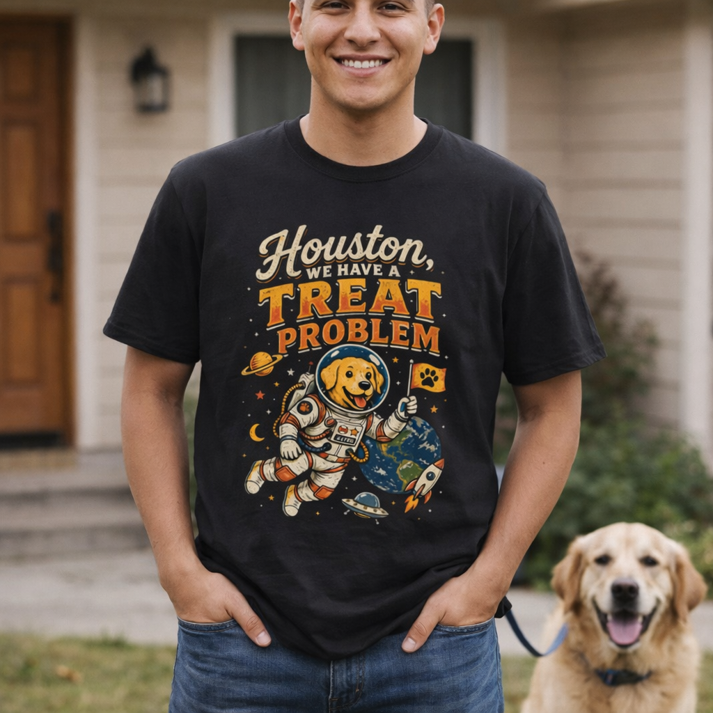 Houston We Have a Treat Problem T-Shirt — Dog Lover Astronaut Shirt