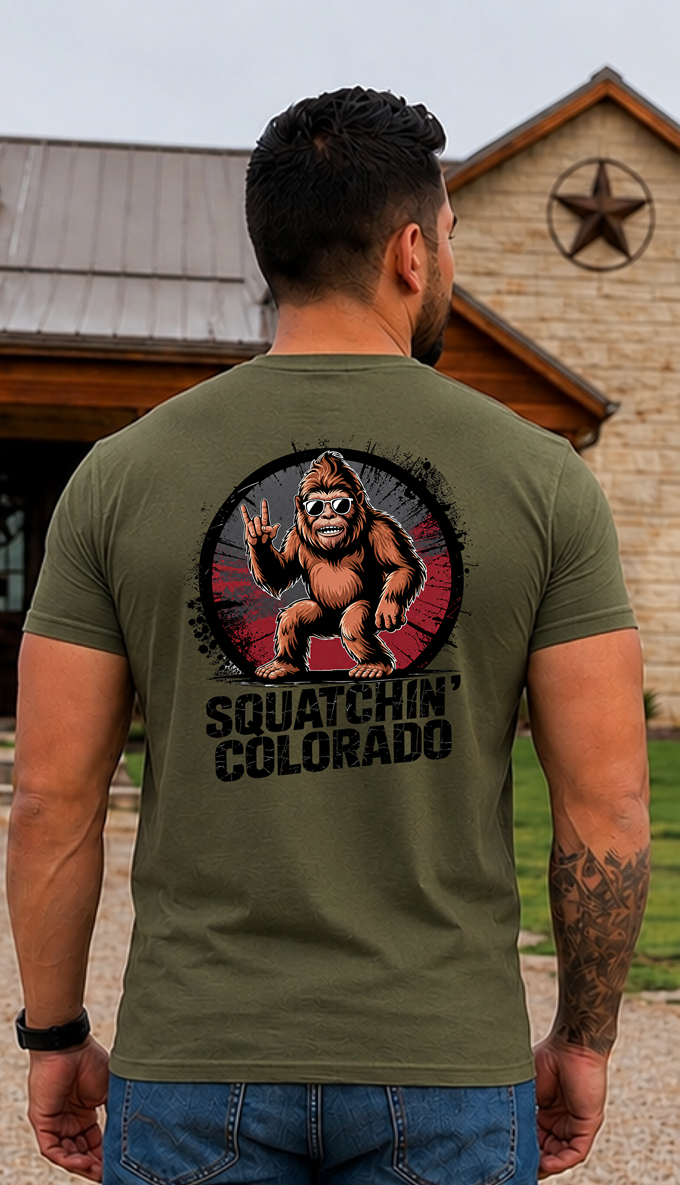 Bigfoot Cabin Vibes T‑Shirt — Retro Sasquatch Camping Graphic Tee