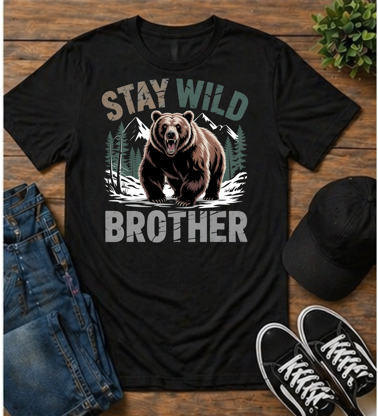 Bear 'Wild' Graphic T-Shirt — Minimal Nature Tee for Outdoor Lovers