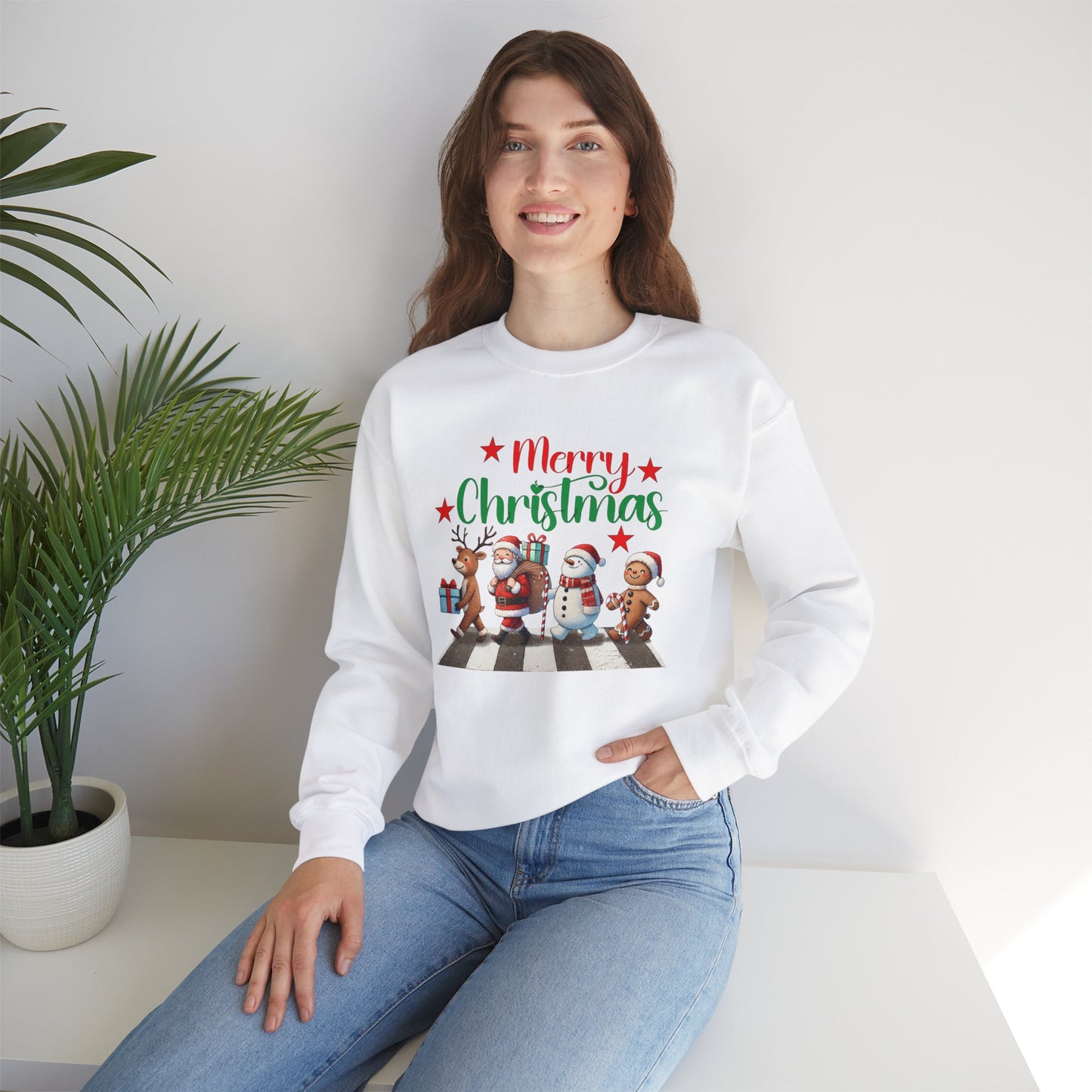 "Merry Christmas Abbey Road Sweatshirt | Festive Unisex Crew Neck"