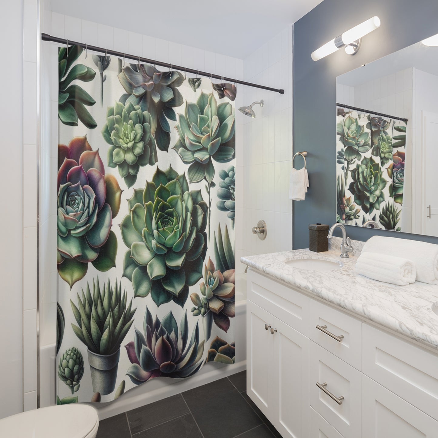 Succulent Scene Shower Curtain 71 x 74"