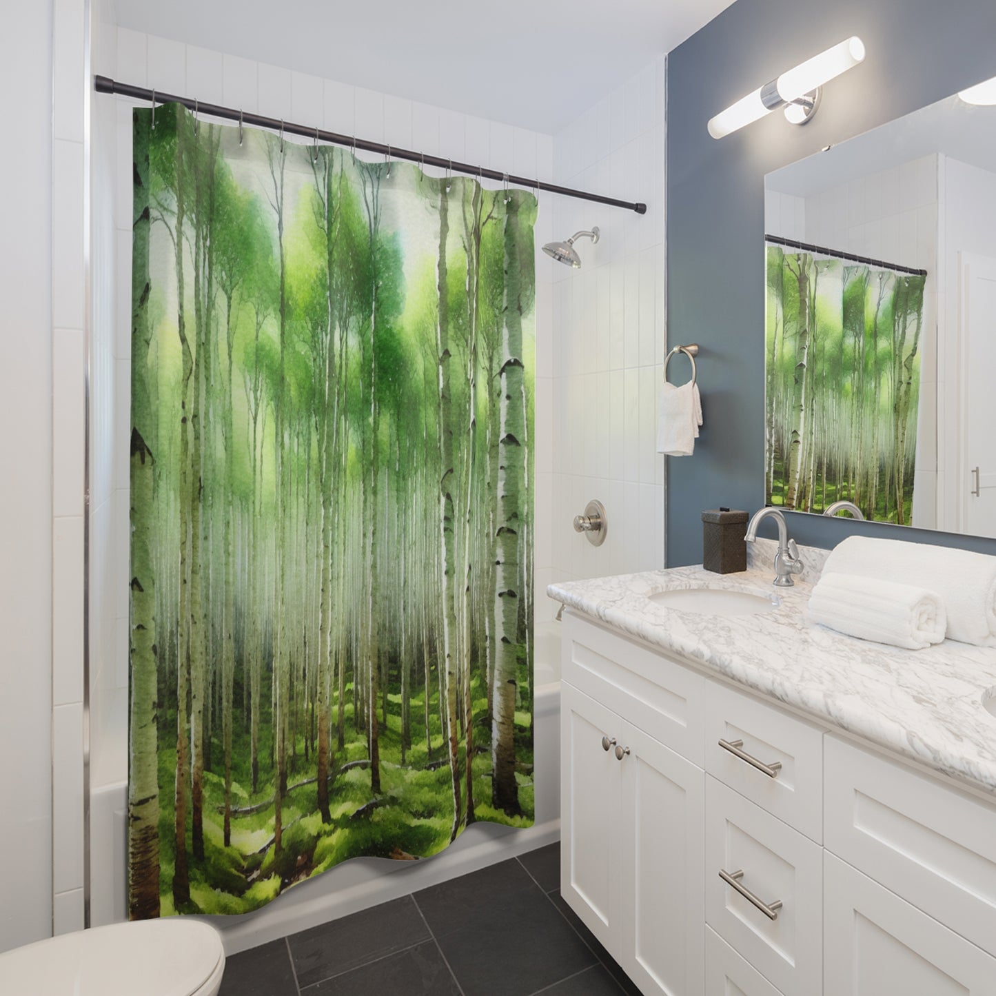 A Forest of Aspen Birch Trees Shower Curtain 71 x 74"