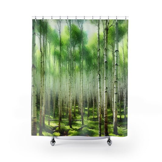 A Forest of Aspen Birch Trees Shower Curtain 71 x 74"