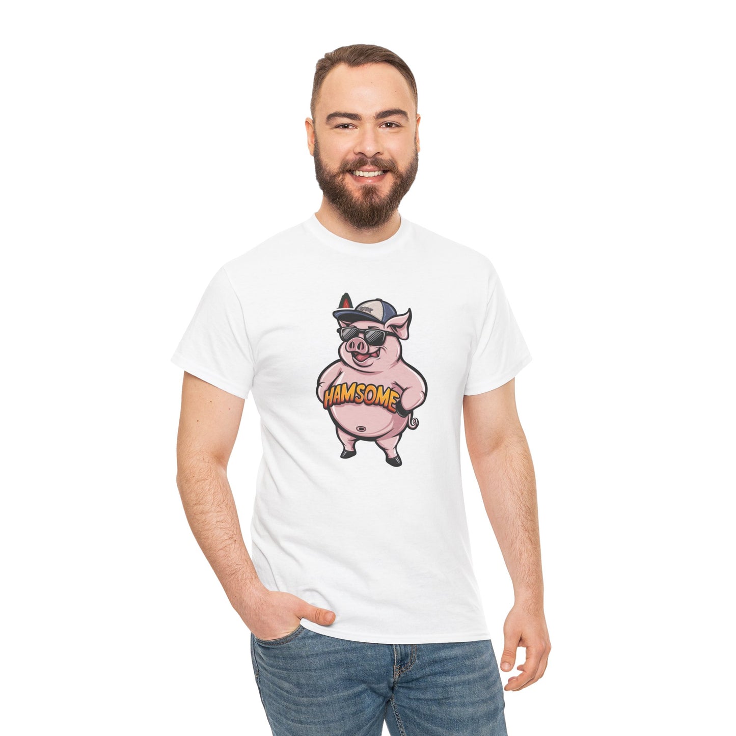 Pig T-shirt, Hamsome Shirt, Cute Animal T-shirt, Funny pig shirt, playful boyfriend tshirt, animal lover shirt, cute pig clothing