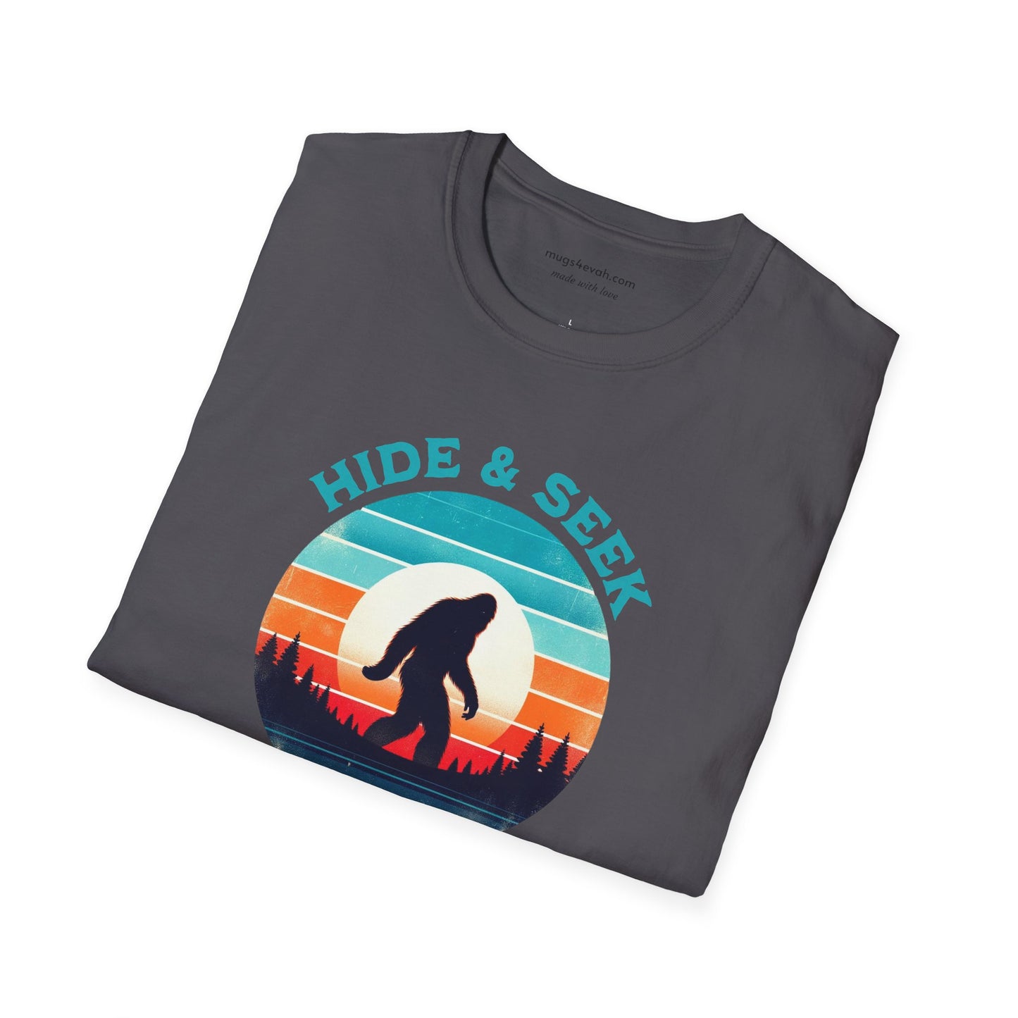 Bigfoot Yeti Sasquatch Sighting Hide and Seek Mountain T-shirt Gift Apparel Tee Unisex Softstyle T-Shirt
