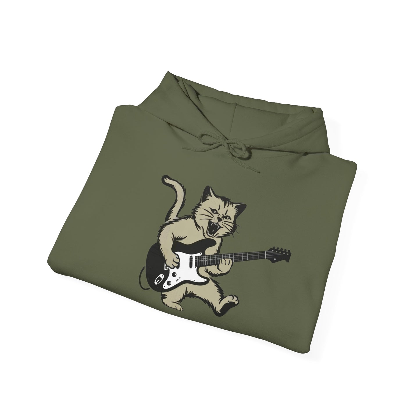 Rock Cat Playing Guitar Hoodie, Funny Guitar Cat Hoodie, Cat Lovers Gift for Her, Cat Mom Shirt, Cat Dad Shirt, Cool Cat Print, Cat Themed Gifts