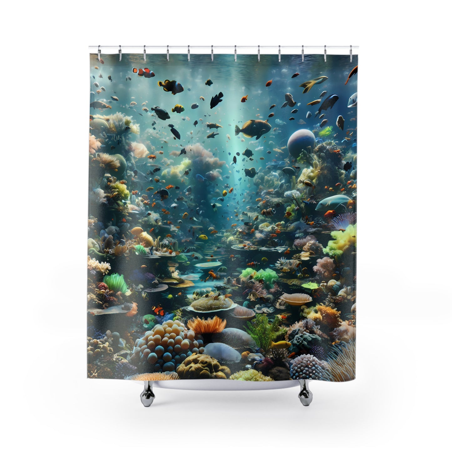 Under the Sea Fish and other Marine Life Shower Curtains 71 x 74"