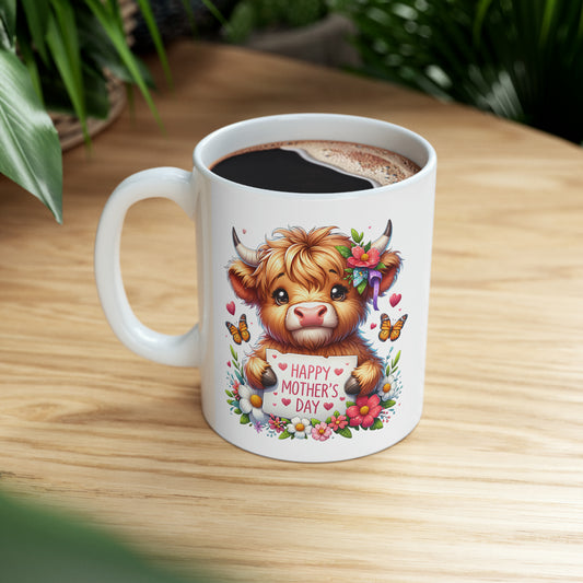 Mother's Day Coffee Mug Love Mothers Day Highland Cow Coffee Mug 11oz Mom Mama Nana Ceramic Mug