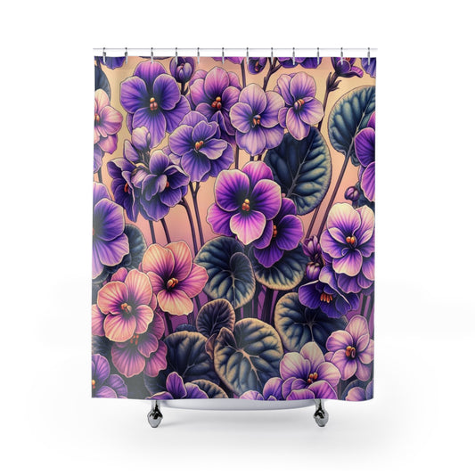 African Violet Flower Shower Curtain 71 x 74"