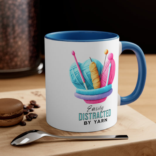 Easily Distracted by Yarn Accent Coffee Mug, 11oz