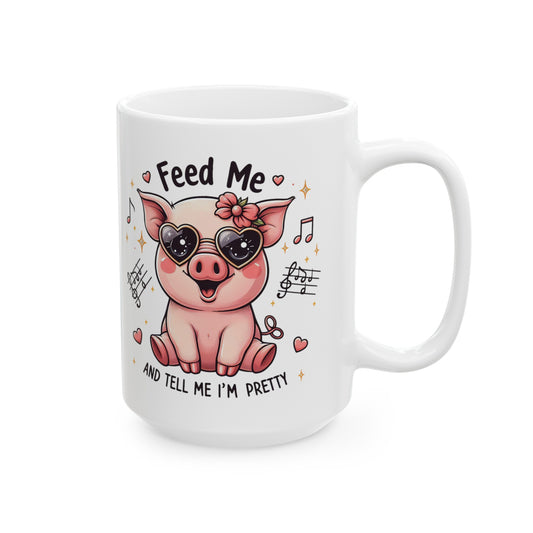 15oz Funny Pig Coffee Mug, Pig Lover Gift, Pig Themed Mug, Humorous Coffee Mug, Animal Lover Gift