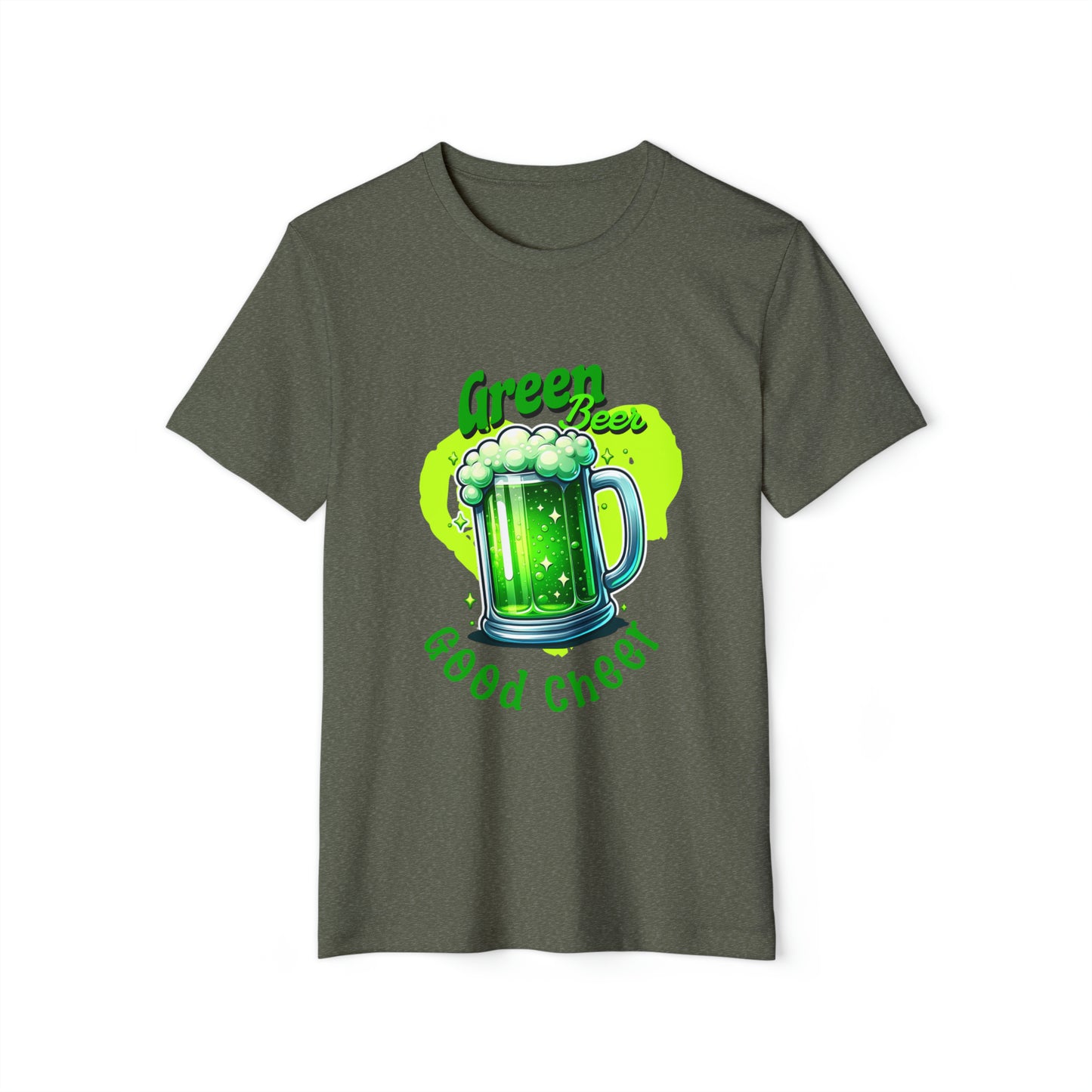 Green Beer Good Cheer St Patricks Day Unisex Recycled Organic T-Shirt