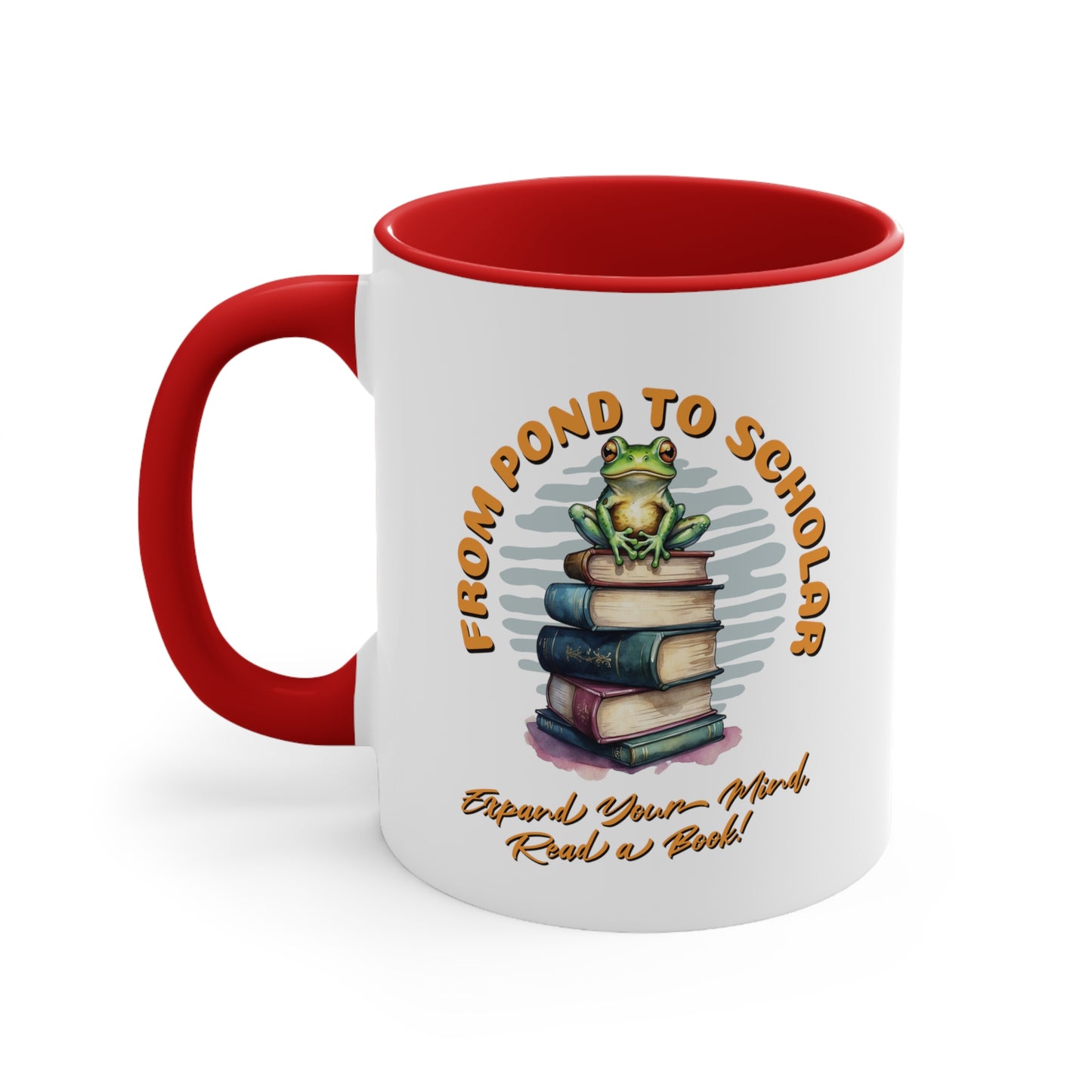 Expand your Mind Read a Book Frog Accent Coffee Mug, 11oz