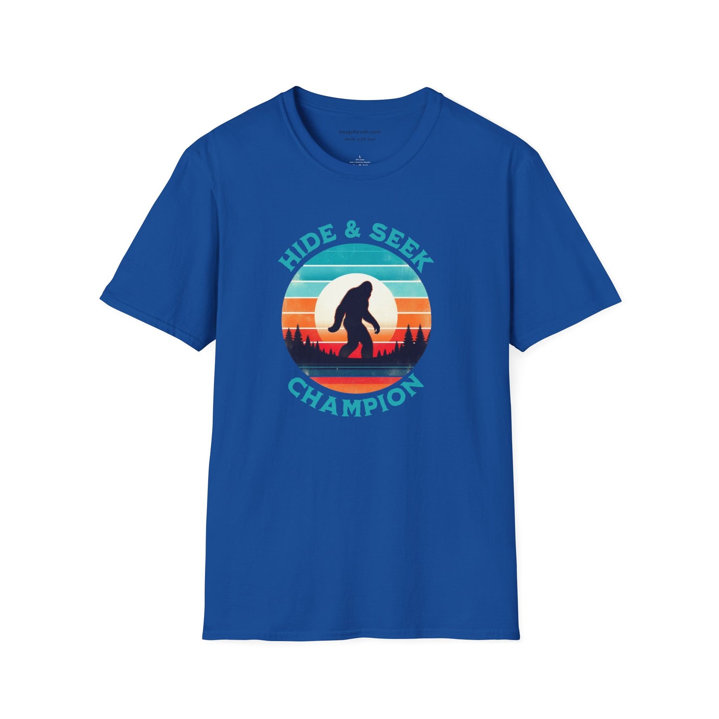 Bigfoot Yeti Sasquatch Sighting Hide and Seek Mountain T-shirt Gift Apparel Tee Unisex Softstyle T-Shirt