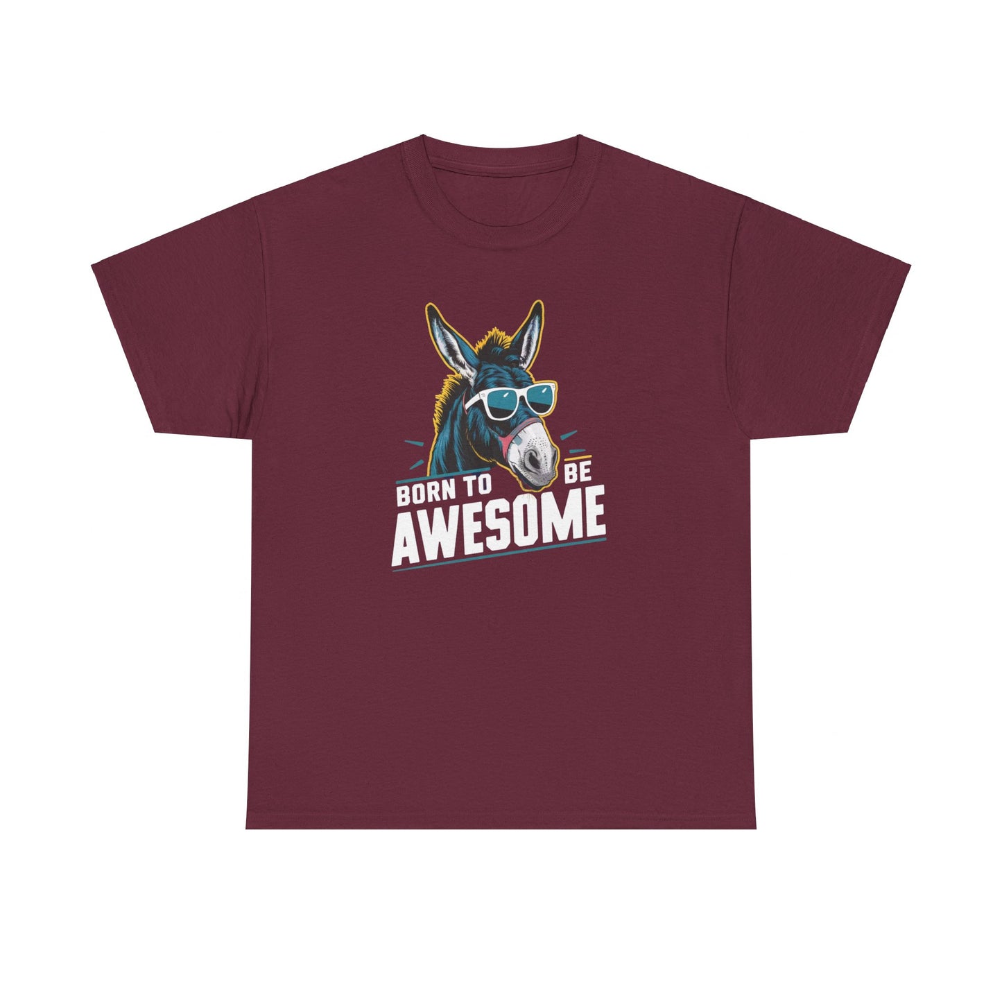 Born to Be Awesome Donkey in Sunglasses T-Shirt – Funny and Stylish Graphic Tee