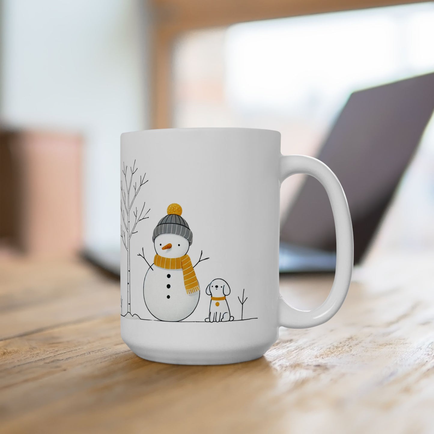 15oz Snowman and Dog Holiday Christmas Coffee Mug - Country Christmas Mug