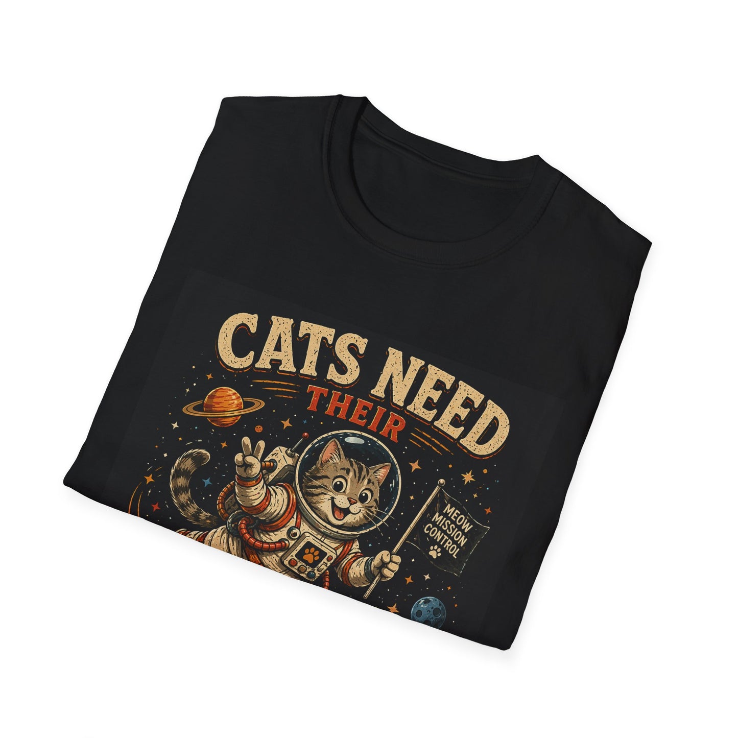 Cats Need Their Space T-Shirt — Cute Astronaut Cat Space & Snacks Tee