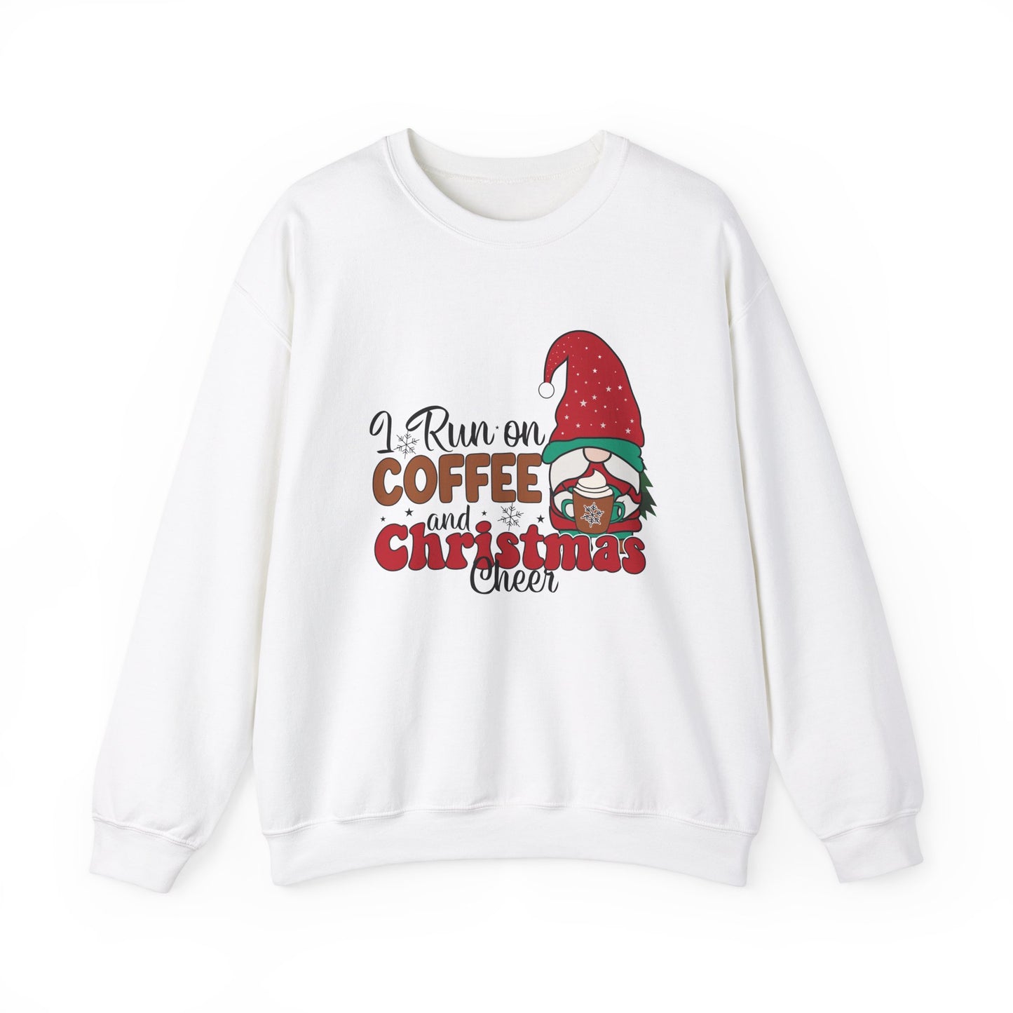 ☕ Stay Cozy in Our "I Run on Coffee and Christmas Cheer" Gnome Sweatshirt 🎄