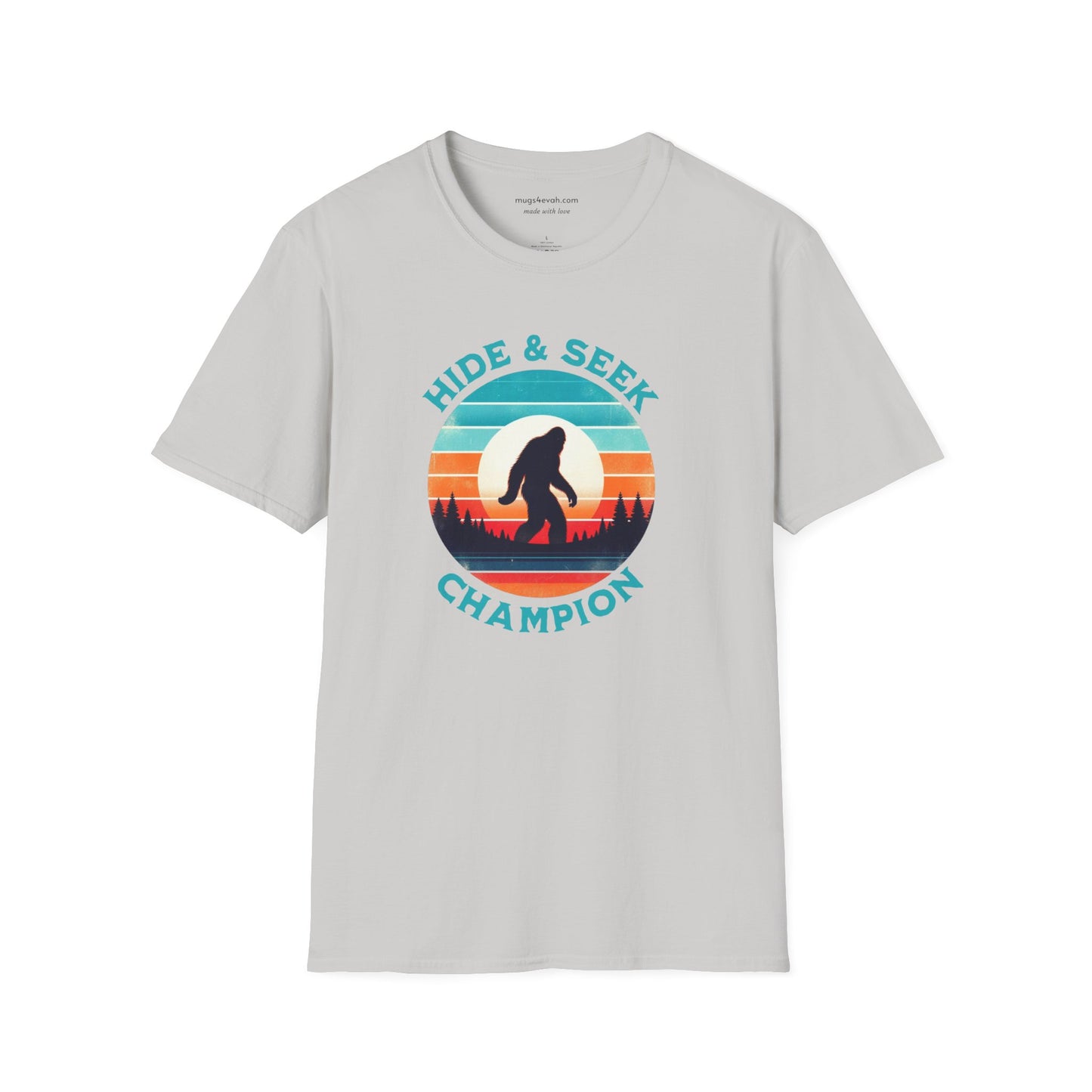 Bigfoot Yeti Sasquatch Sighting Hide and Seek Mountain T-shirt Gift Apparel Tee Unisex Softstyle T-Shirt