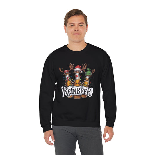 🍻 Cozy Up for the Holidays with Our Fun "Reinbeer" Unisex Crew Neck Sweatshirt! 🎄