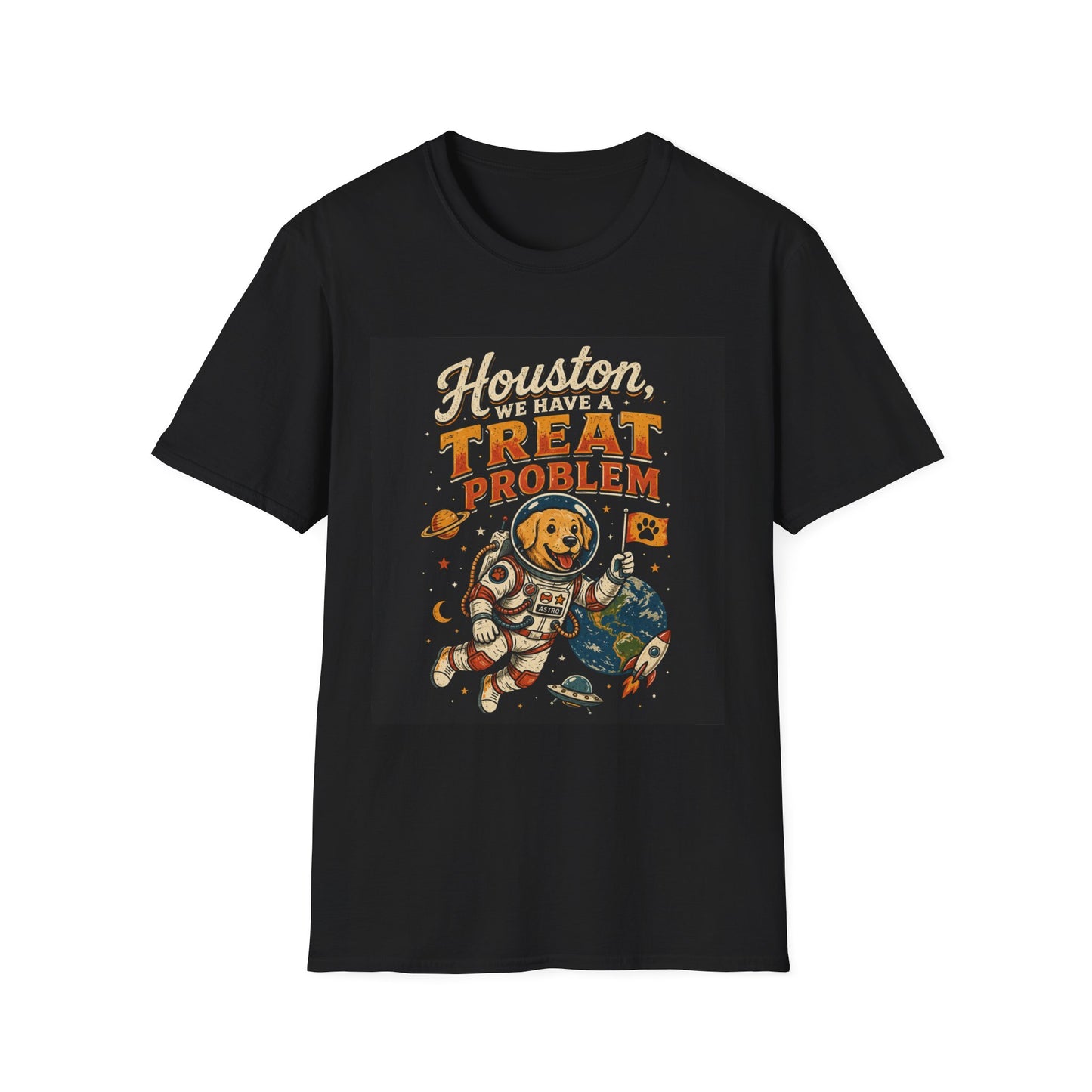 Houston We Have a Treat Problem T-Shirt — Dog Lover Astronaut Shirt