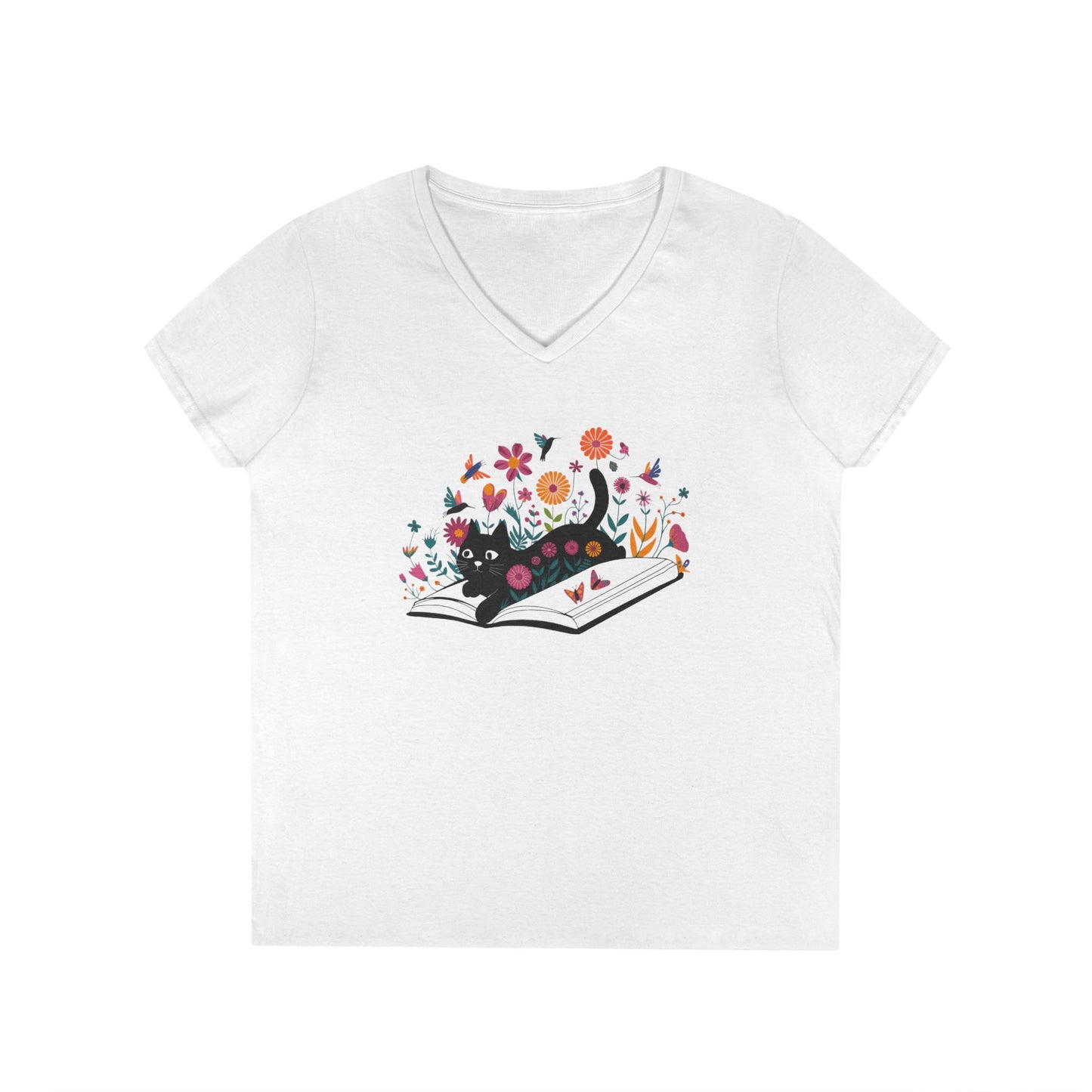 Floral Cat Shirt, Cat Lover T-shirt, Cat Book Shirt, Cat Lover Gift, Gift for Her, Cat Mom Shirt Gift, Cute Cat Shirts, Cute Book Cat Tshirt