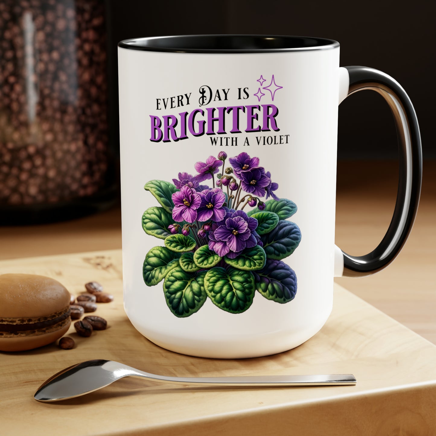 Every Day is Brighter with an African Violet 15oz Coffee Mug