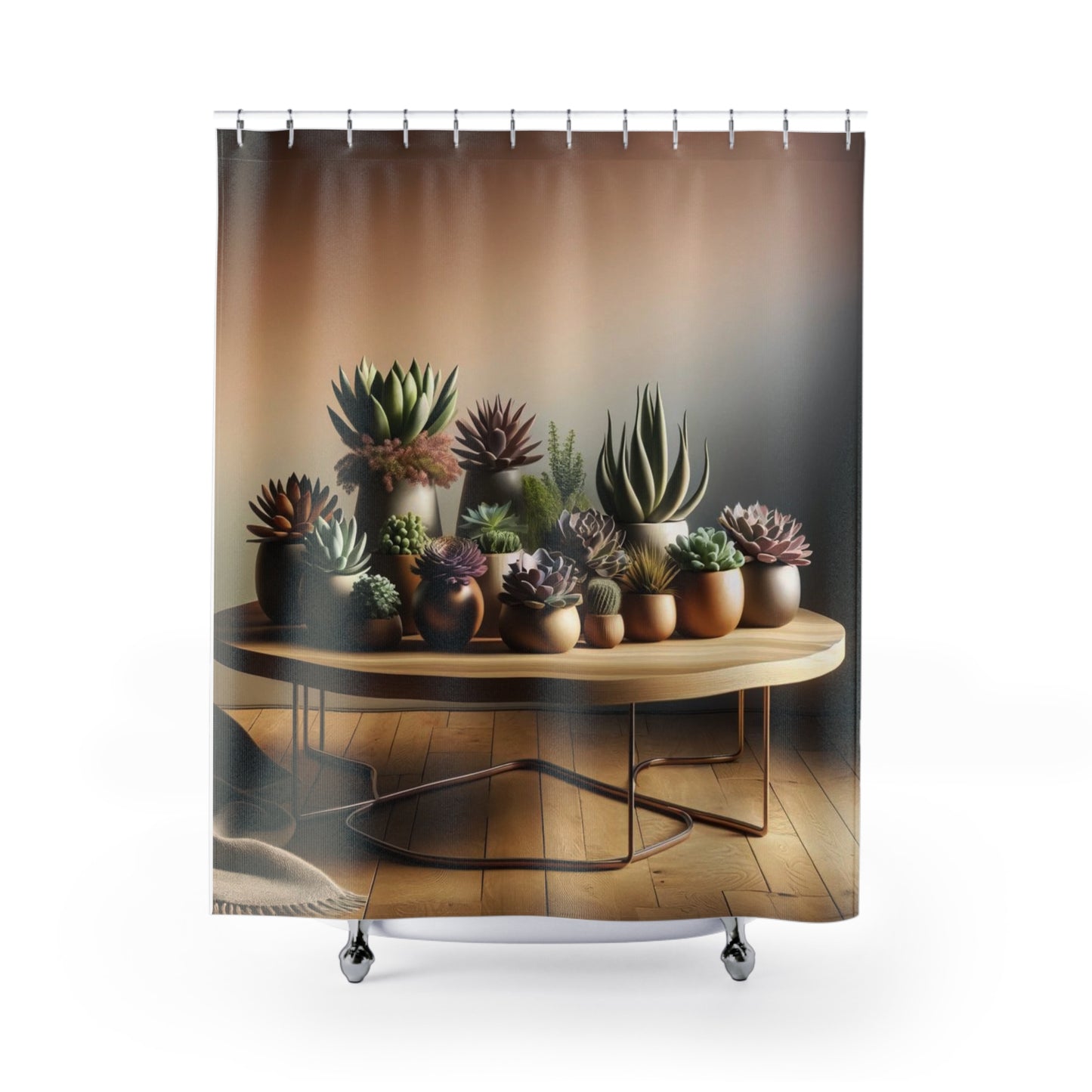 Table of Succulents Shower Curtain 71 x 74"