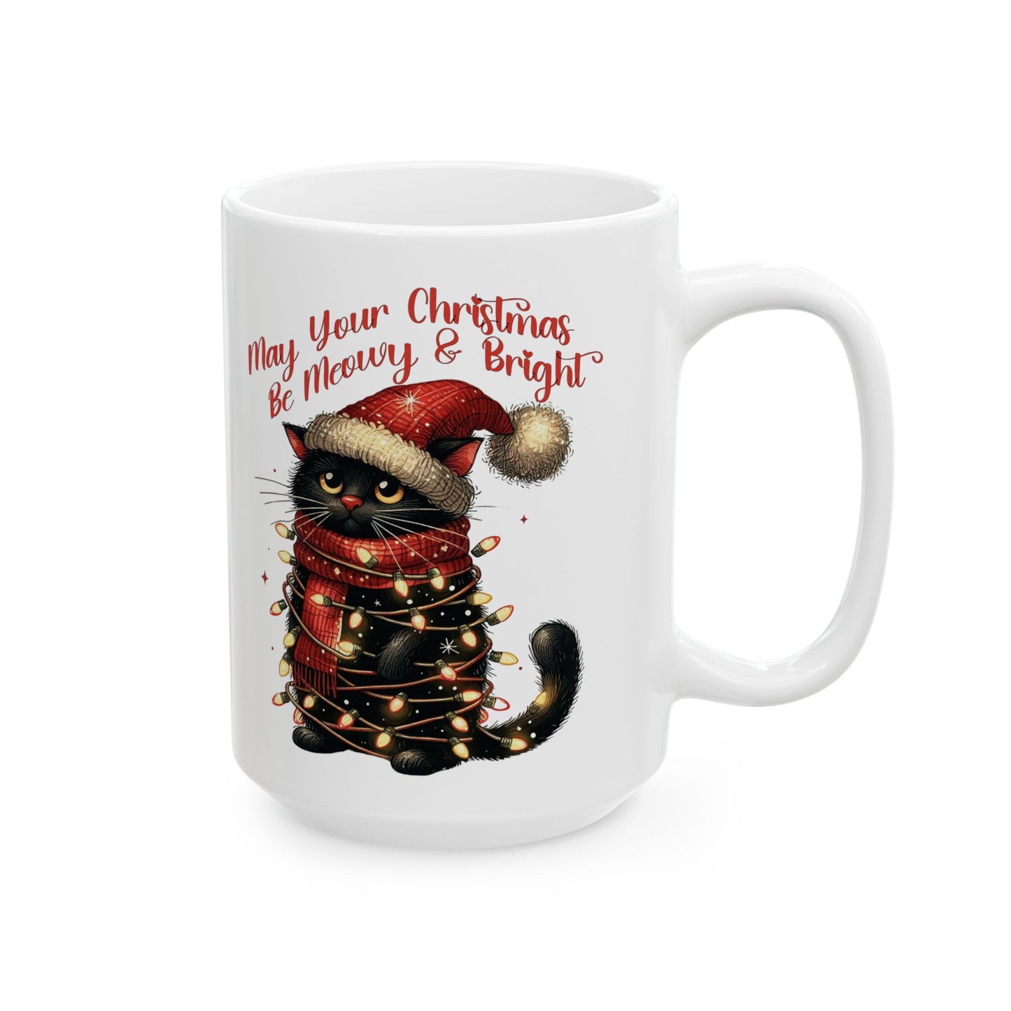 15oz Funny Christmas Coffee Mug, Christmas Mug, Cat Lover Mug, Holiday Coffee Mug, Cat Christmas Mug