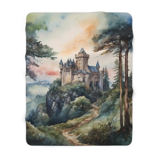 Medieval Castle in the Woods Fantasy 60 x 80" Sherpa Fleece Blanket