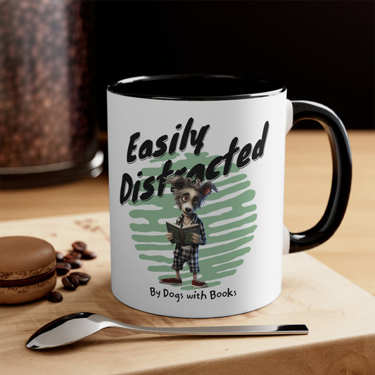 Easily Distracted by Dogs with Books 11oz Coffee Mug