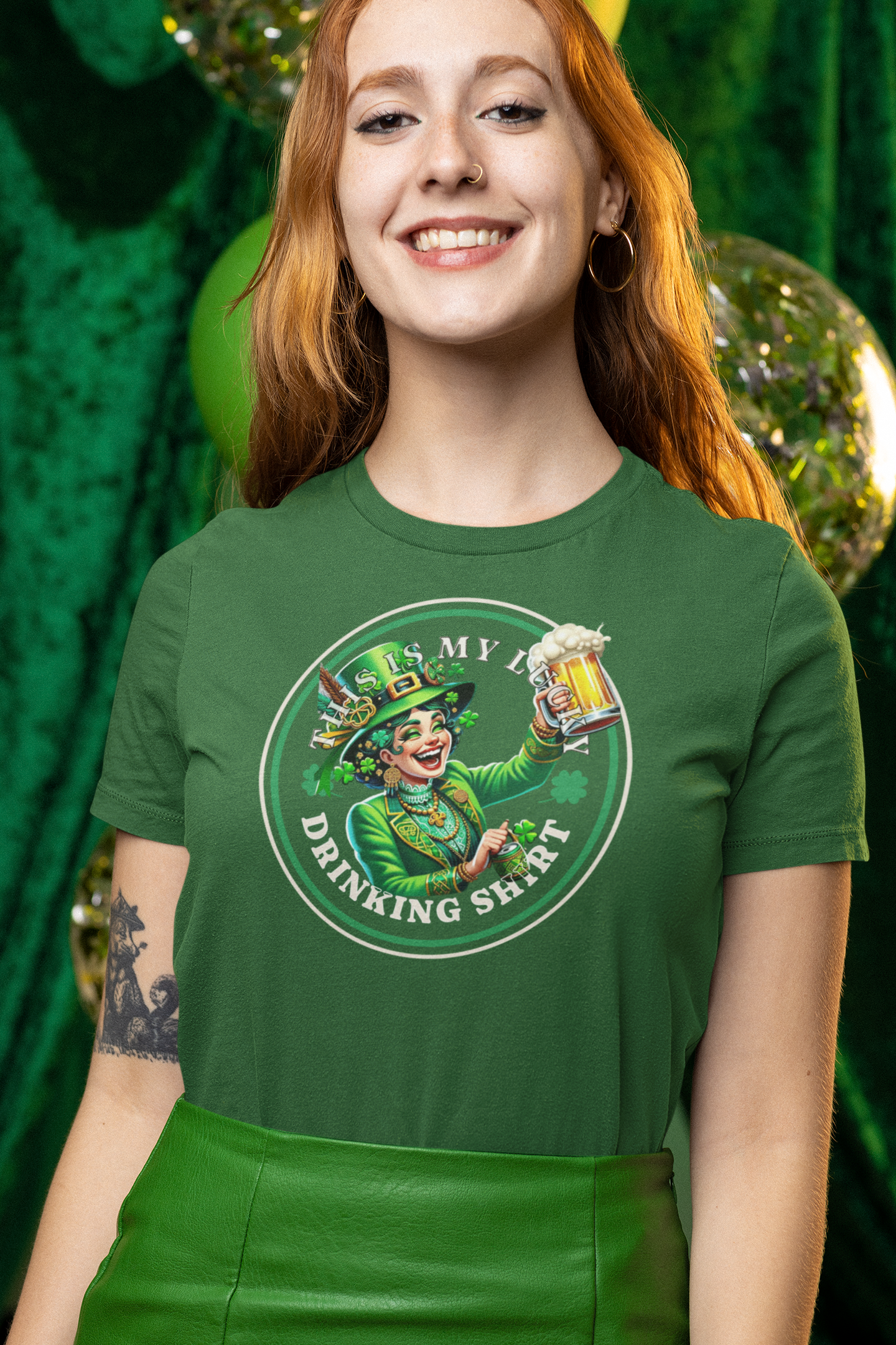 My Lucky Drinking Shirt Lady St Patricks Day Unisex Recycled Organic T-Shirt