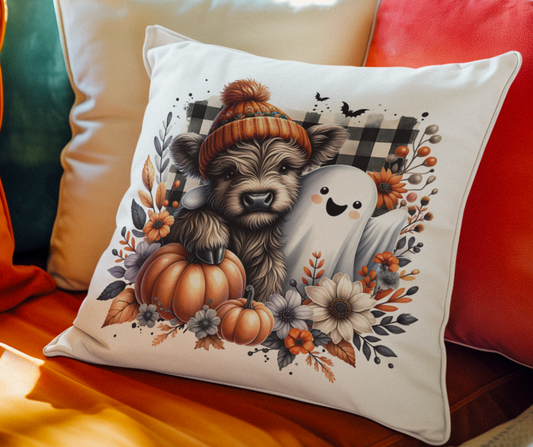 Cozy, Cute, and Perfect for Fall and Halloween! Spun Polyester Square Pillow 20 x 20"