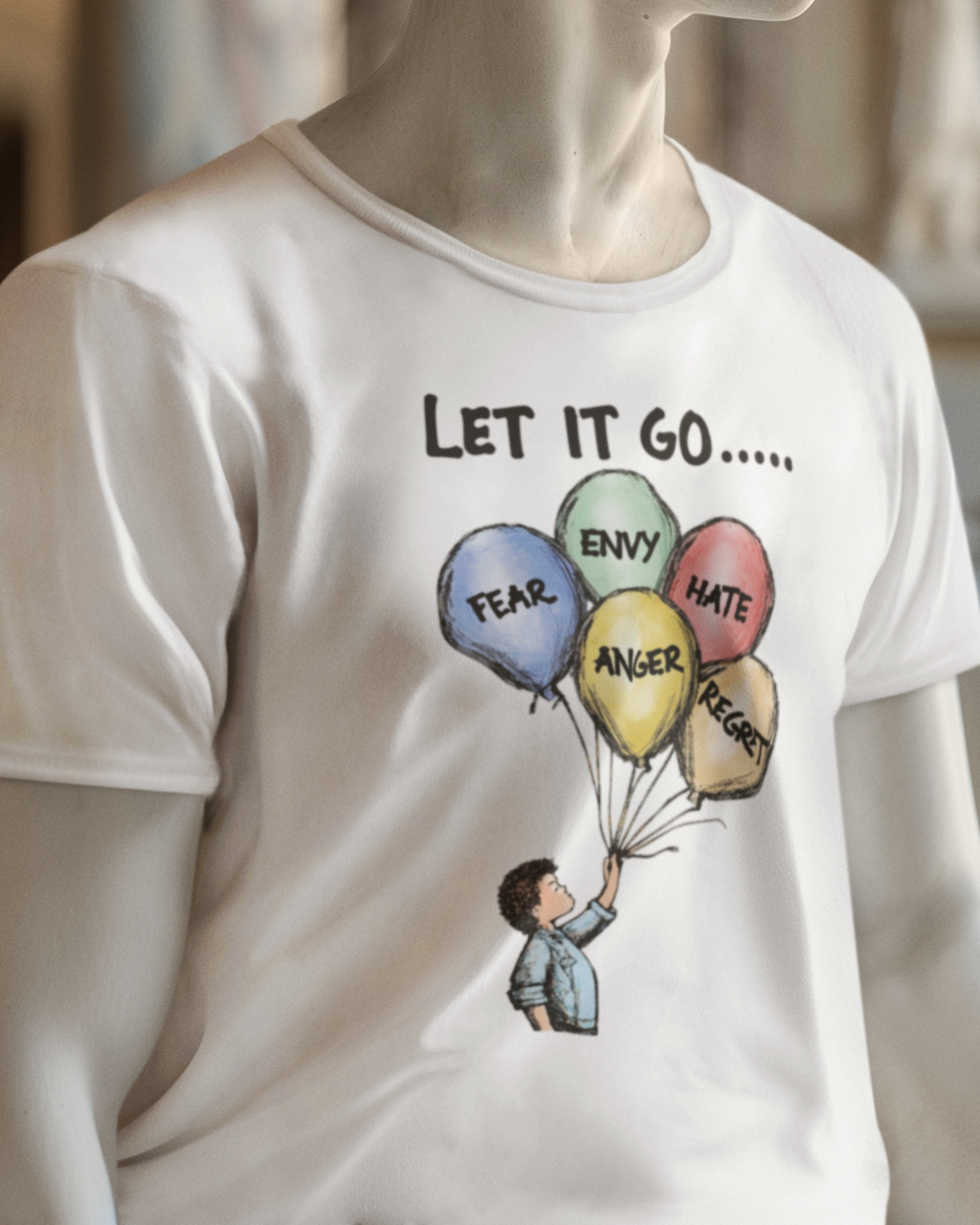 Let It Go Balloon T-Shirt: Release Hate, Envy, Fear, Anger & Regret - Inspirational Apparel Tee Unisex Softstyle T-Shirt