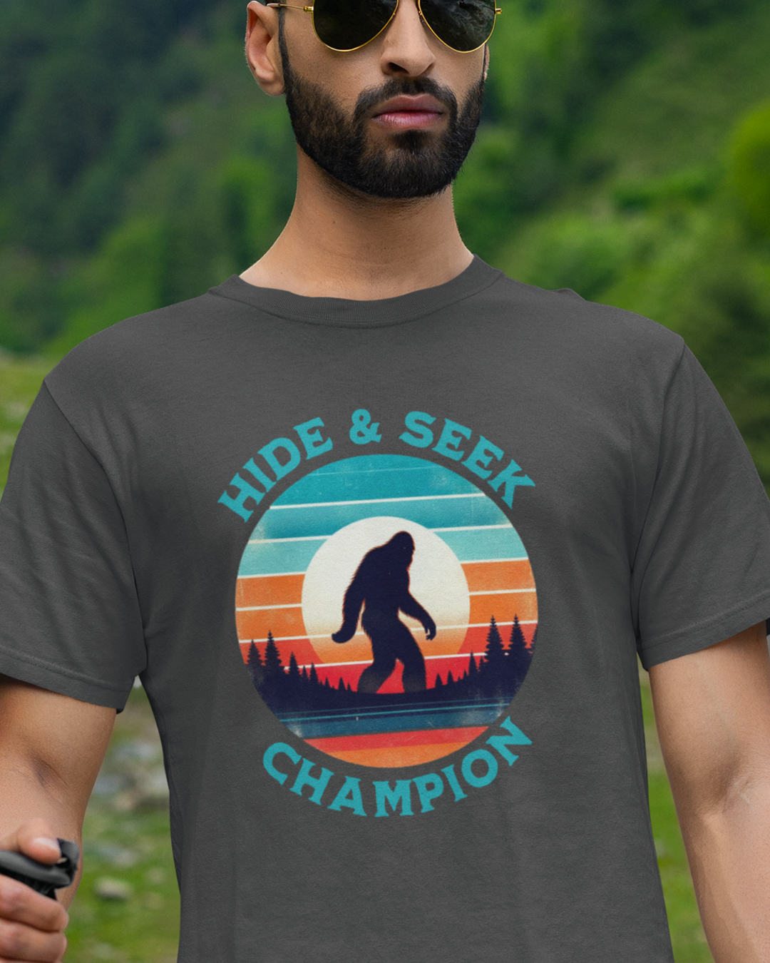 Bigfoot Yeti Sasquatch Sighting Hide and Seek Mountain T-shirt Gift Apparel Tee Unisex Softstyle T-Shirt