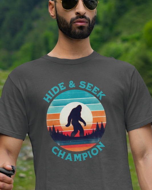 Bigfoot Yeti Sasquatch Sighting Hide and Seek Mountain T-shirt Gift Apparel Tee Unisex Softstyle T-Shirt