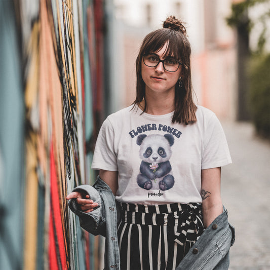 Flower Power Panda Bear Tshirt  Cute Animal Tshirt