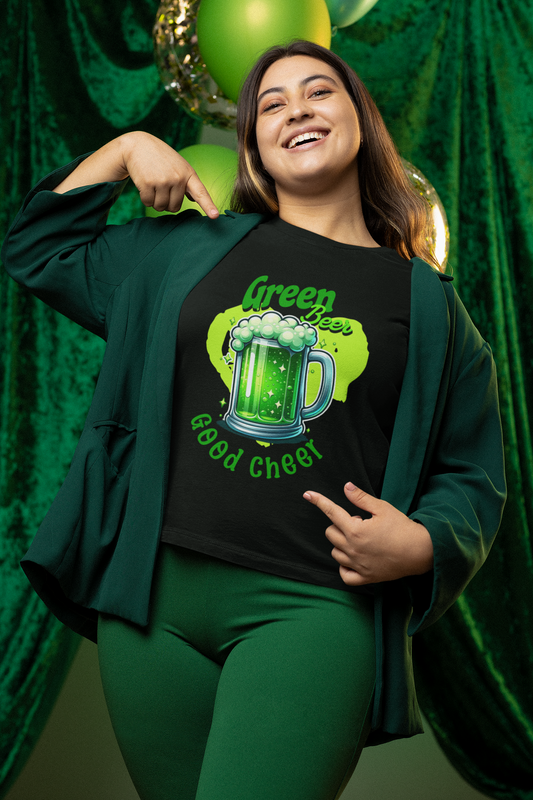 Green Beer Good Cheer St Patricks Day Unisex Recycled Organic T-Shirt